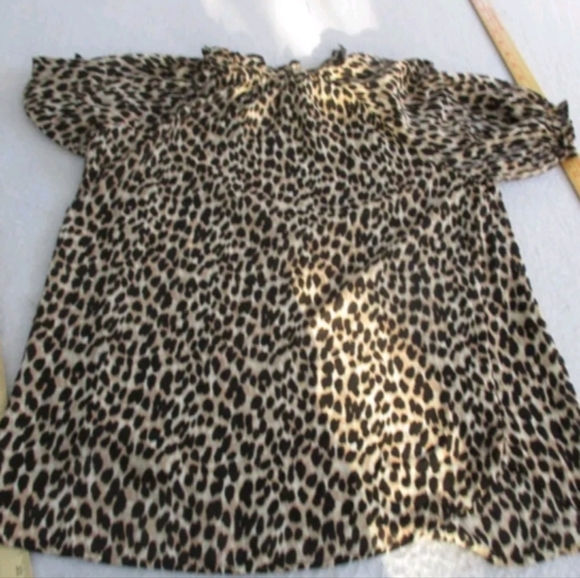 LOFT Cheetah Print Short Sleeve Blouse Sz M - Picture 2 of 6